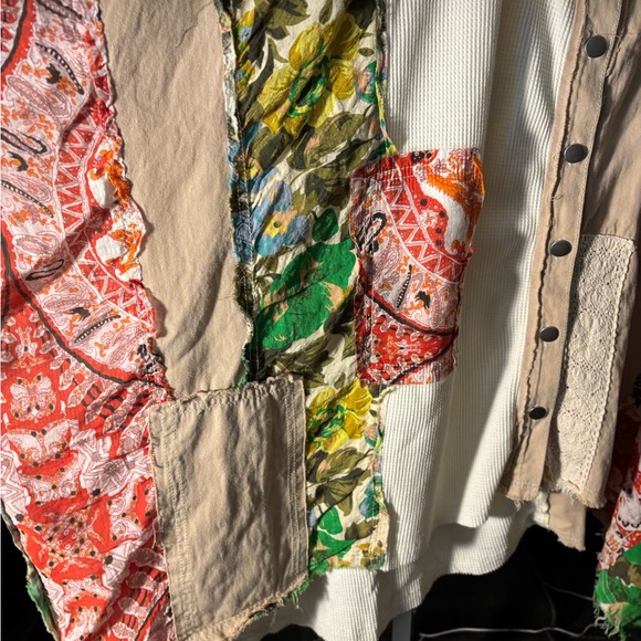 POL Multicolor Patchwork Button-Up Top - Picture 3 of 8